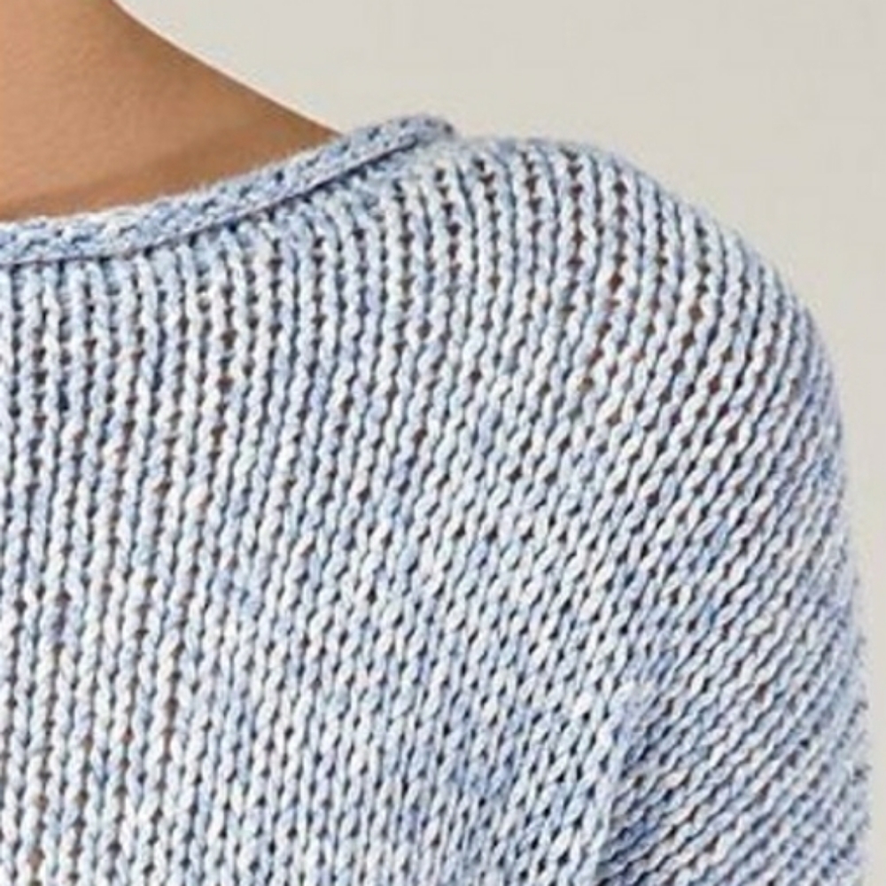Vince Drop Shoulder Loose Knit Rolled Neckline Blue Sweater Style Size S - Picture 11 of 16